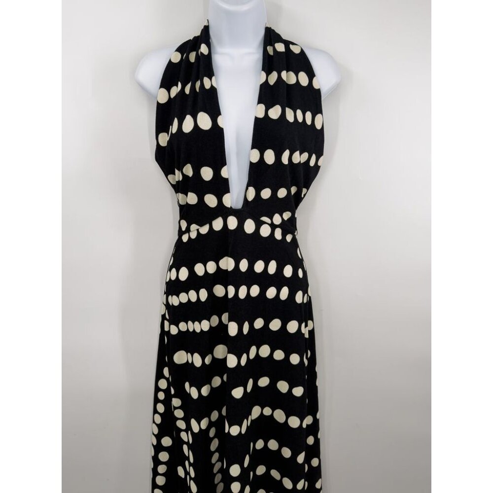 Johanna Ortiz Equatoria Rhythms Midi Dress Black And Ecru Polka Dot Halter Neck - Picture 8 of 16